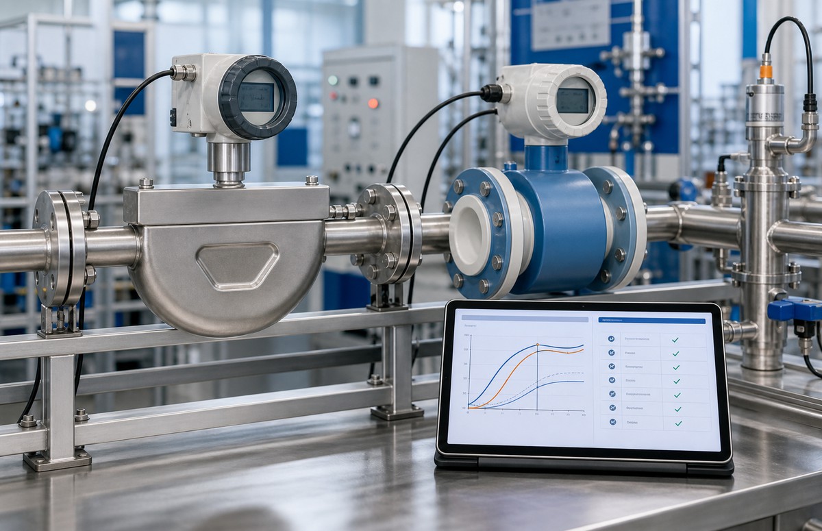Coriolis and electromagnetic flowmeter comparison for industrial process measurement