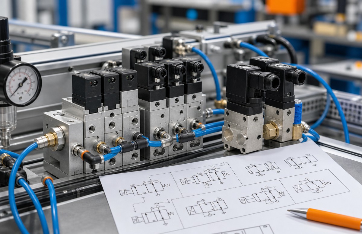 Pneumatic solenoid valve manifold for 2/2 and 3/2 valve selection guide